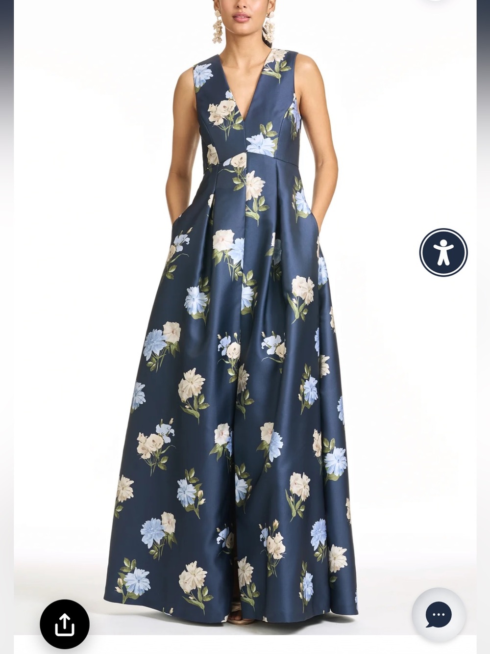 Sachin + Babi Brooklynne Floral
Mikado Gown MARITIME CORSAGE Blue